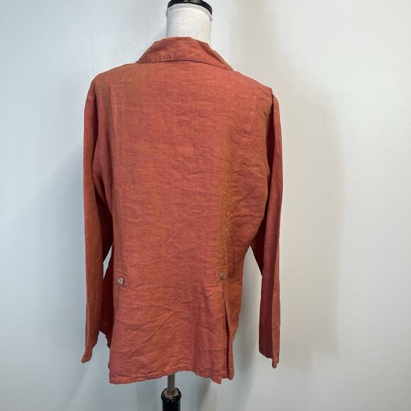 TSD Two Star Dog Pink Orange Linen Lagenlook Boho Jacket Blouse Size XL Casual - Picture 8 of 9